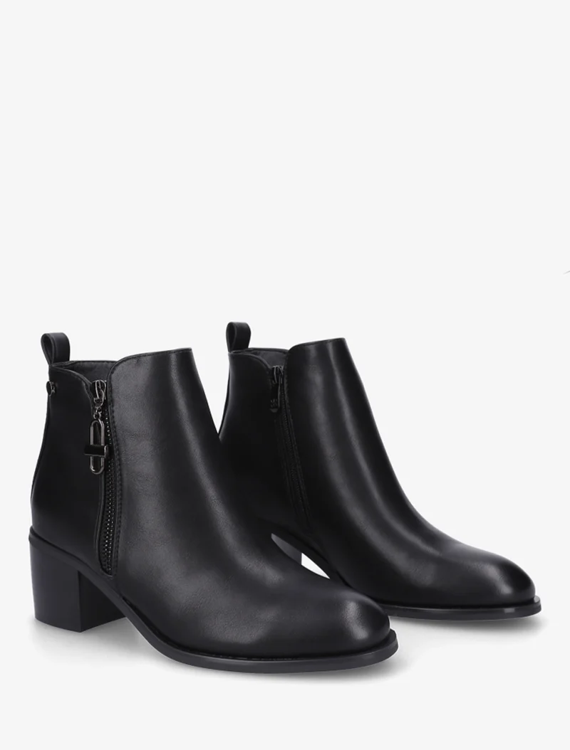 Bottines en simili à zip décoratif - Noir