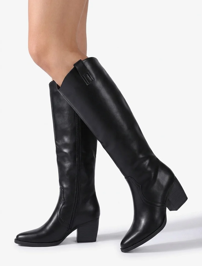 Bottes en simili à bout pointu - Noir