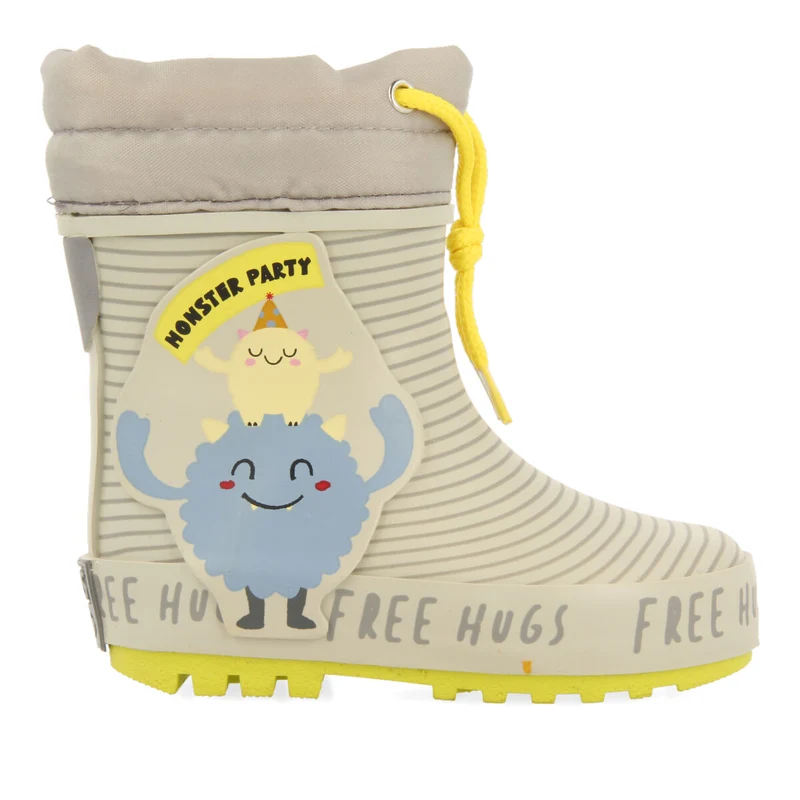 Storla babies' grey monster-print welly boots