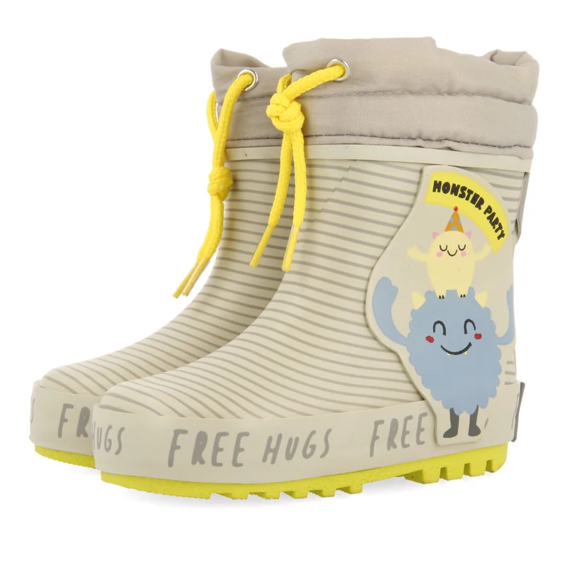 Storla babies' grey monster-print welly boots