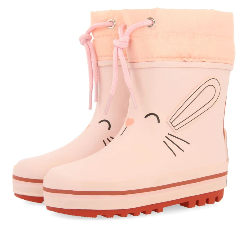 Plean babies' pink welly boots with a bunny face