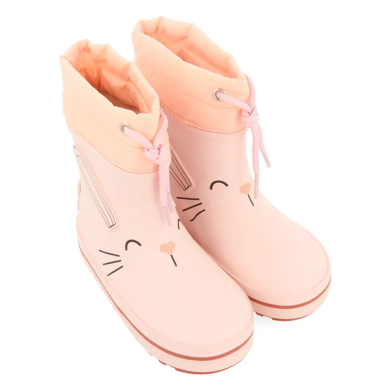Plean babies' pink welly boots with a bunny face