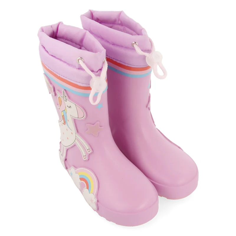 Kinloss children's mauve unicorn-print welly boots