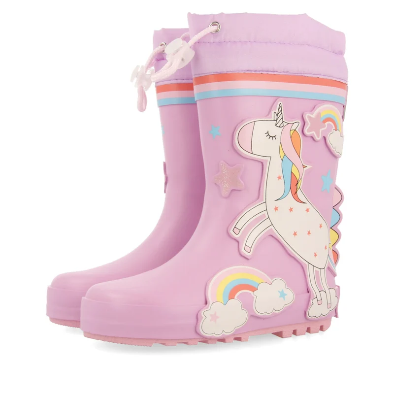 Kinloss children's mauve unicorn-print welly boots