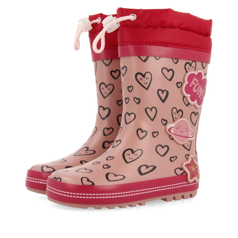 Thurn children's red heart-print welly boots