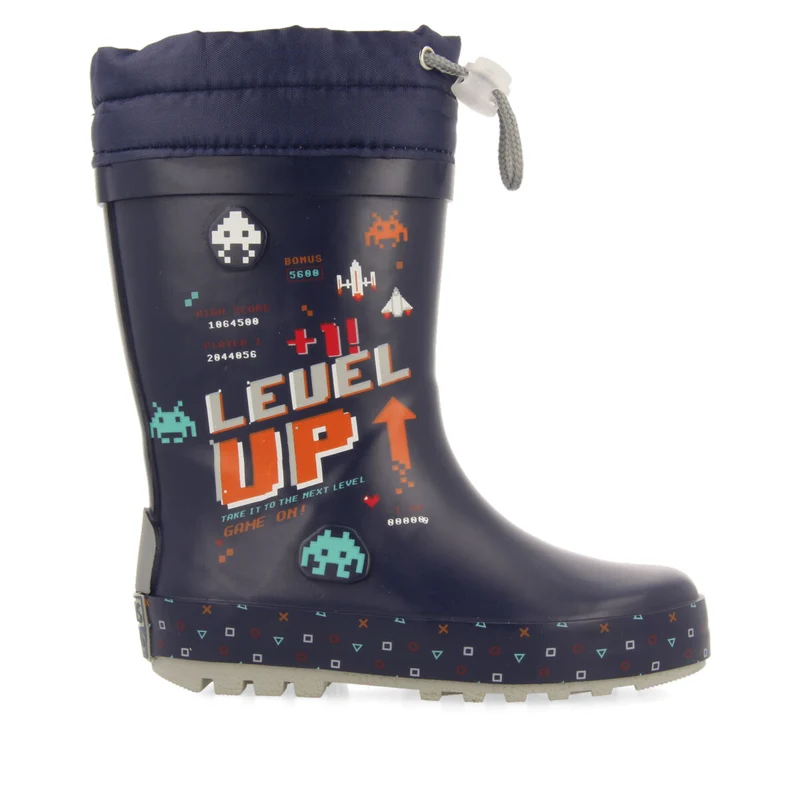 Gann children's navy blue gamer-print welly boots
