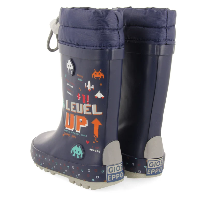 Gann children's navy blue gamer-print welly boots