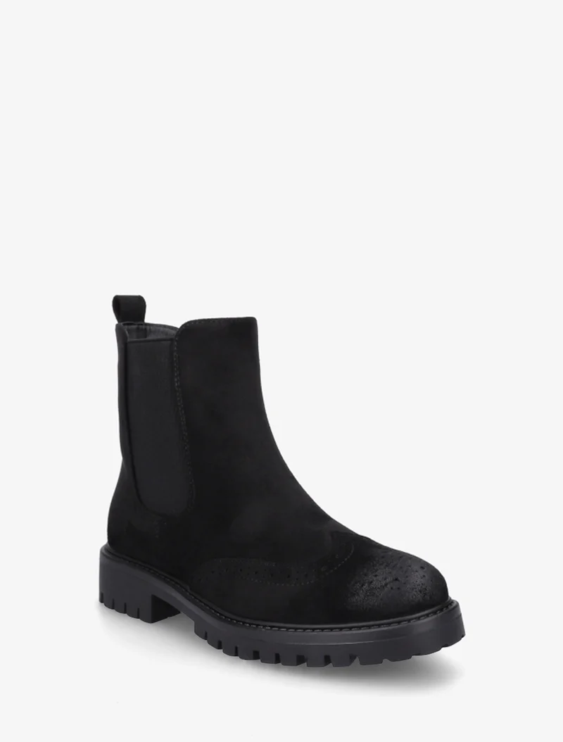 Bottines élastiquées en suédine - Noir