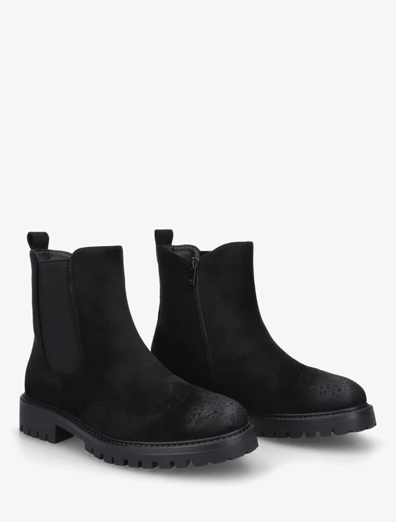 Bottines élastiquées en suédine - Noir