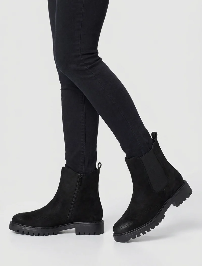 Bottines élastiquées en suédine - Noir