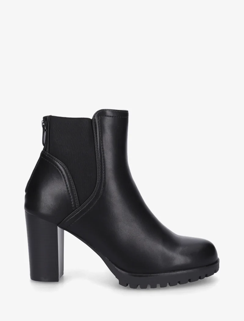 Bottines à talon haut et semelle crantée en simili - Noir