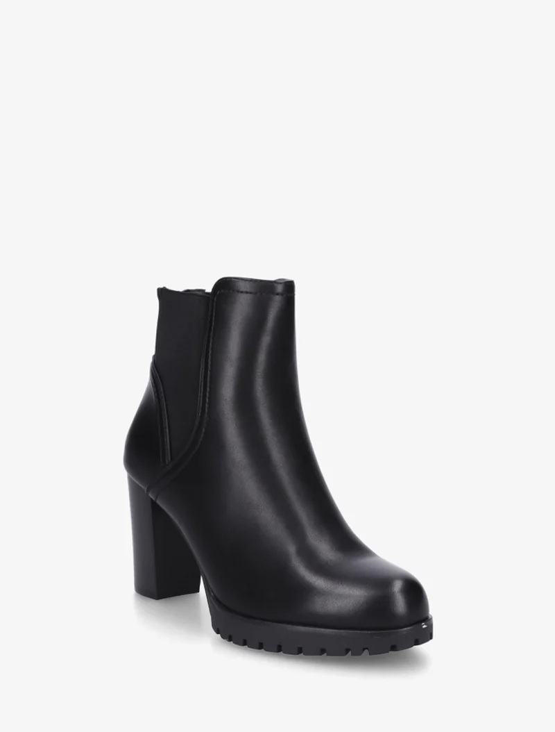 Bottines à talon haut et semelle crantée en simili - Noir