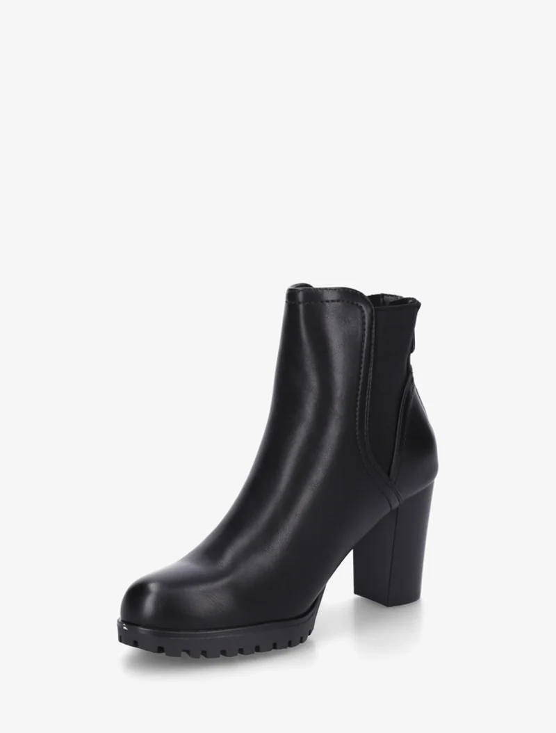 Bottines à talon haut et semelle crantée en simili - Noir
