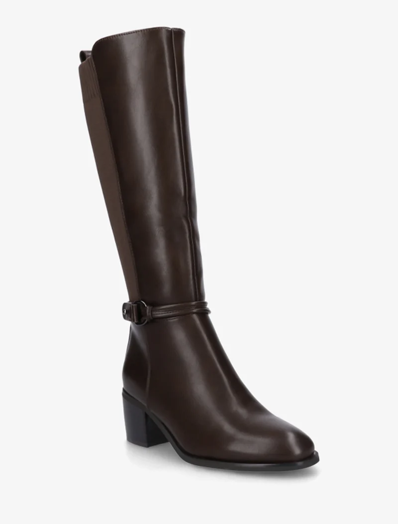 Bottes en simili et tissu à boucle ronde - Marron