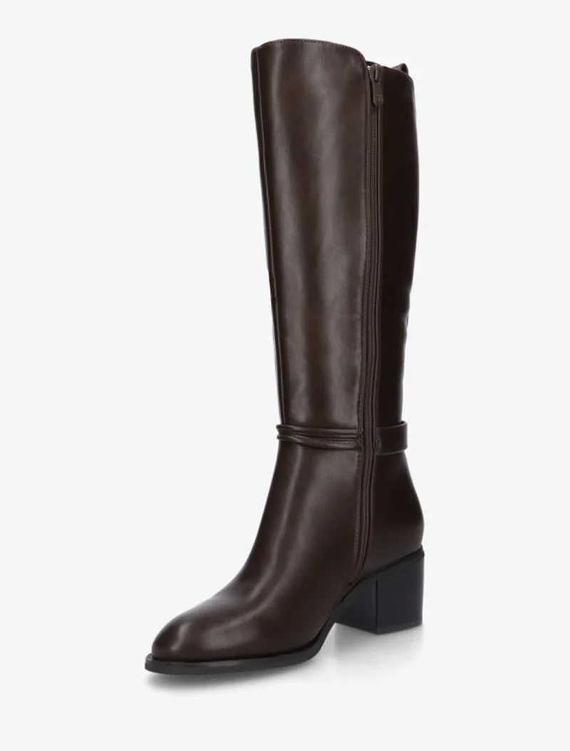 Bottes en simili et tissu à boucle ronde - Marron