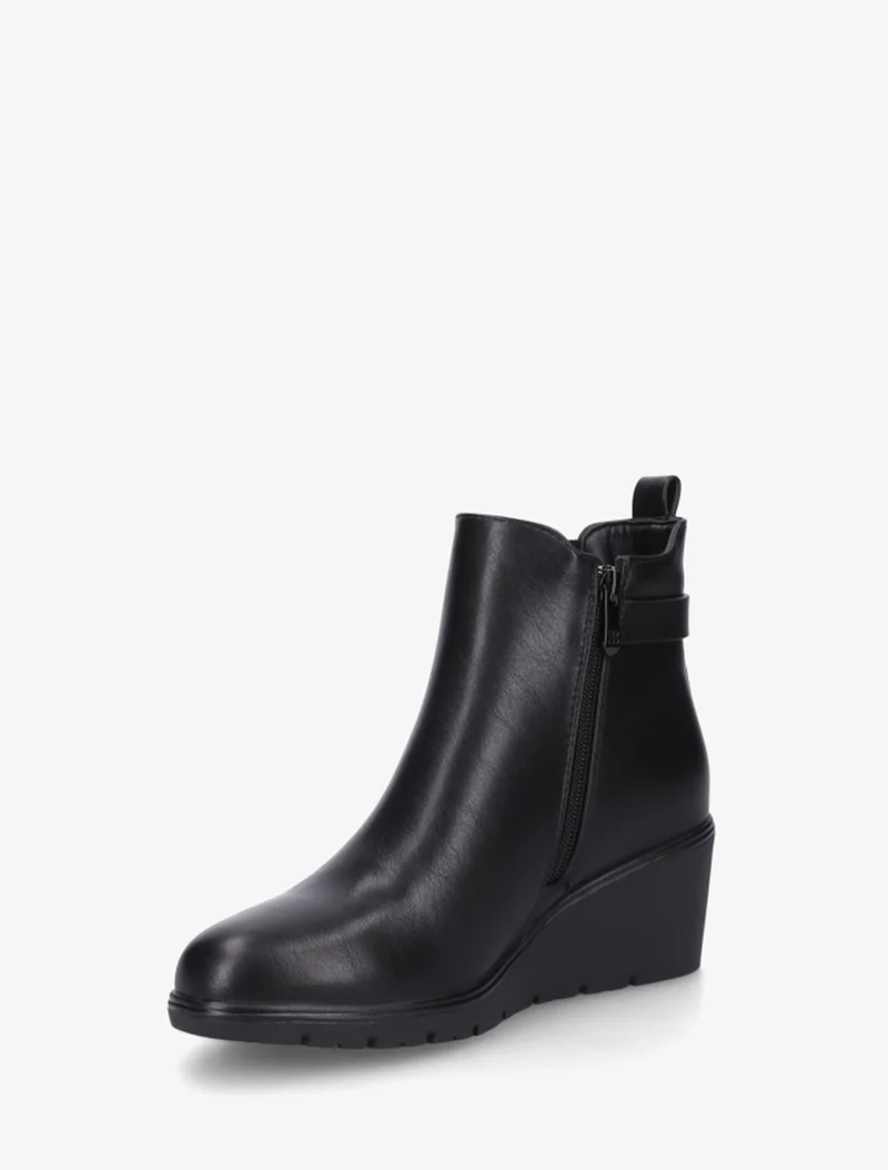 Bottines compensées en simili à boucle ronde - Noir