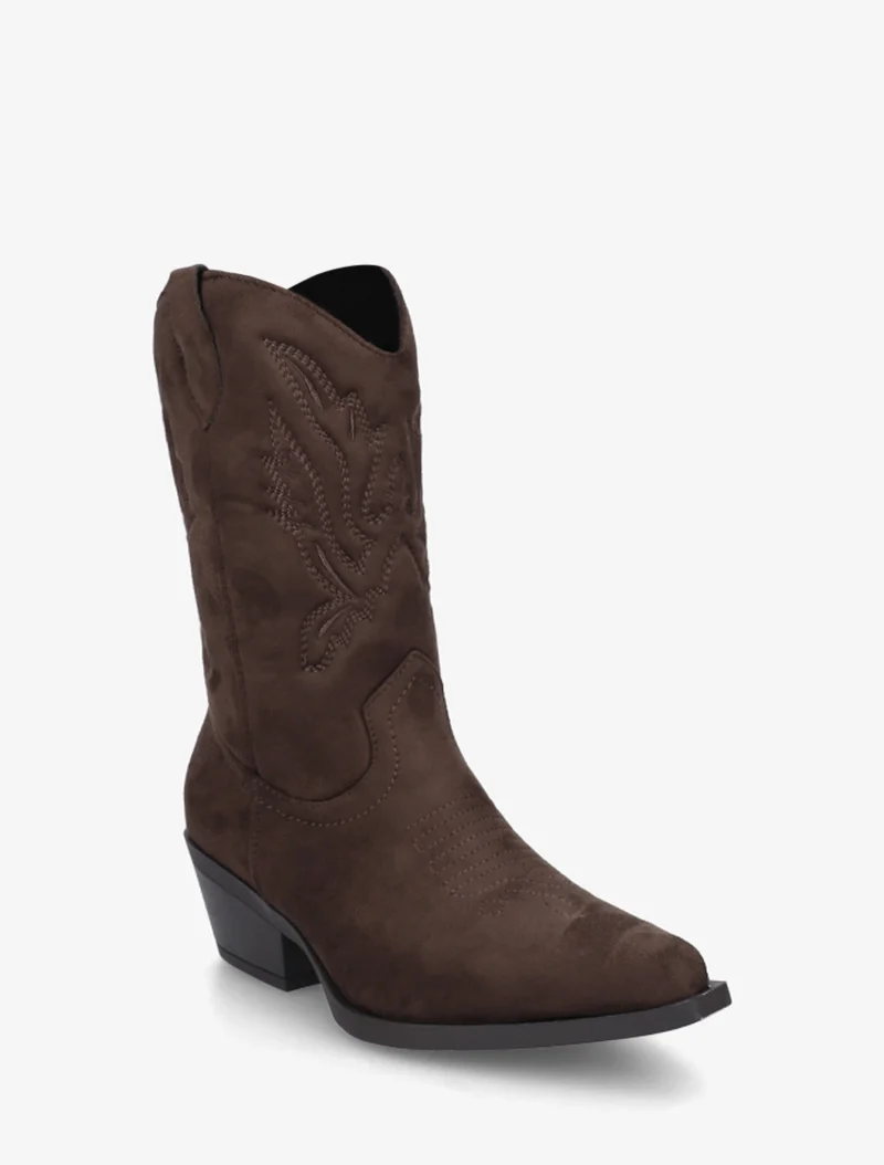 Bottines style santiags en suédine - Marron