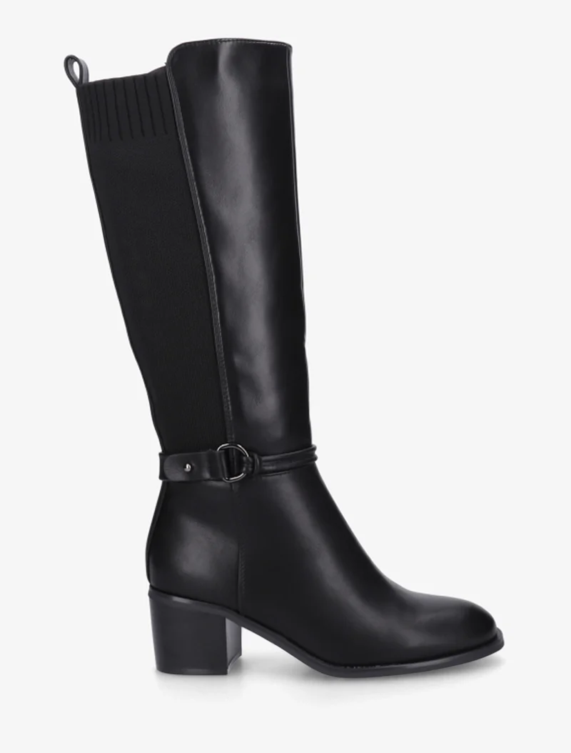 Bottes en simili et tissu à boucle ronde - Noir