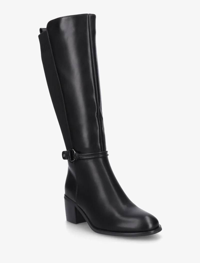 Bottes en simili et tissu à boucle ronde - Noir