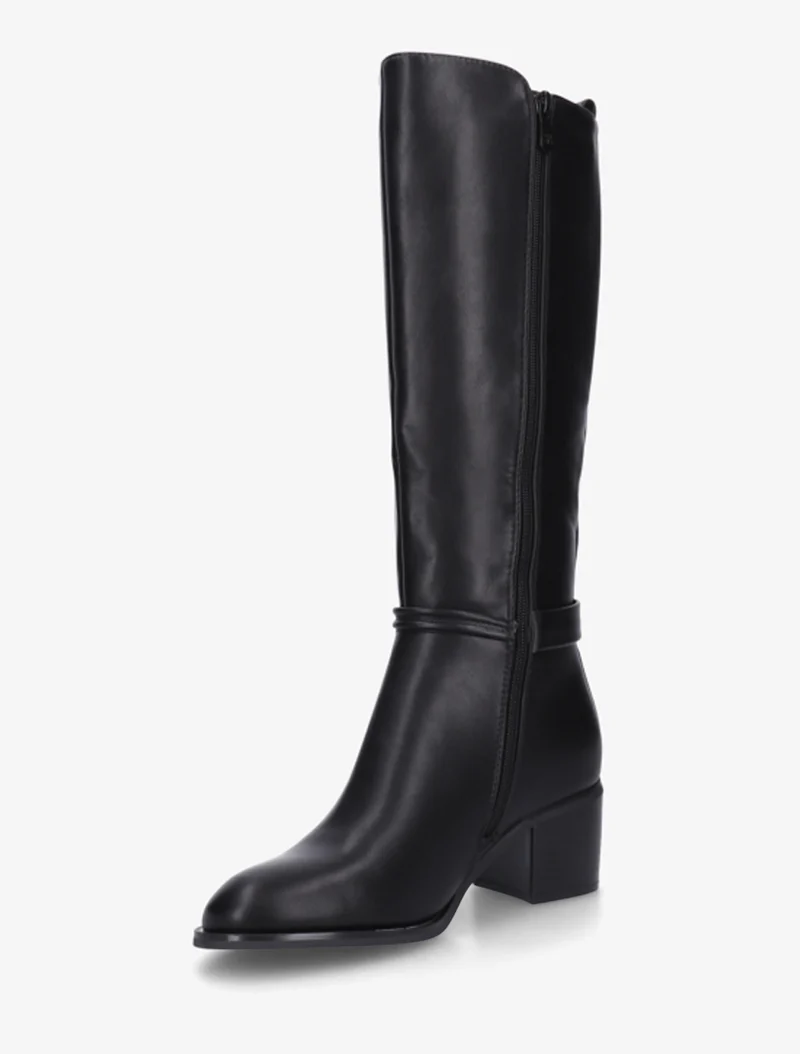 Bottes en simili et tissu à boucle ronde - Noir
