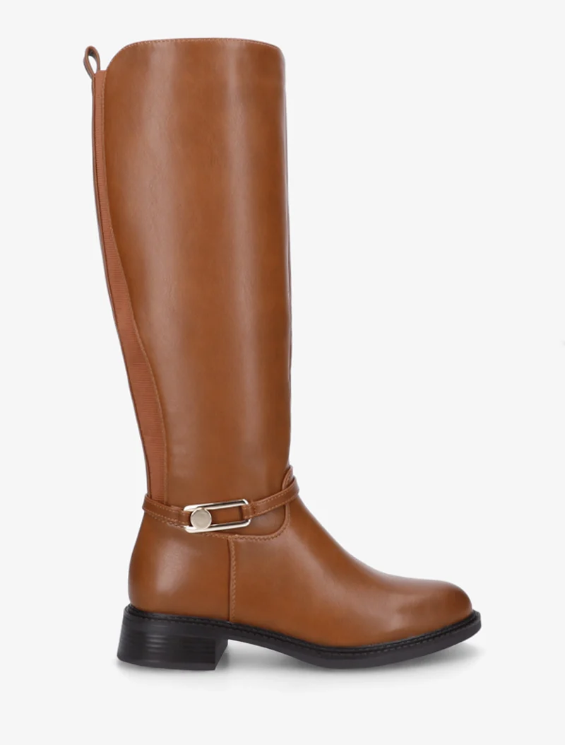 Bottes élastiquées en simili - Camel