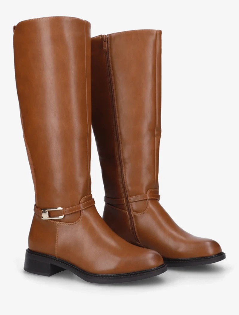 Bottes élastiquées en simili - Camel