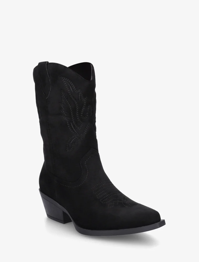 Bottines style santiags en suédine - Noir