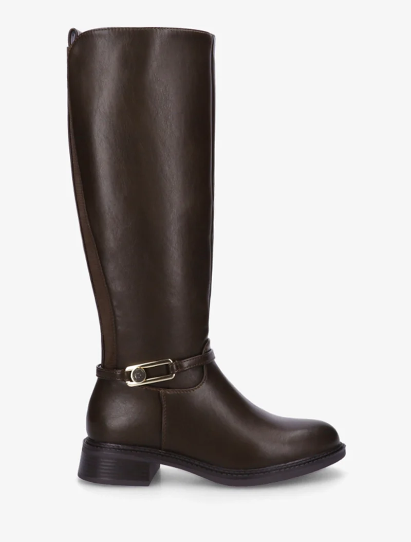 Bottes élastiquées en simili - Marron