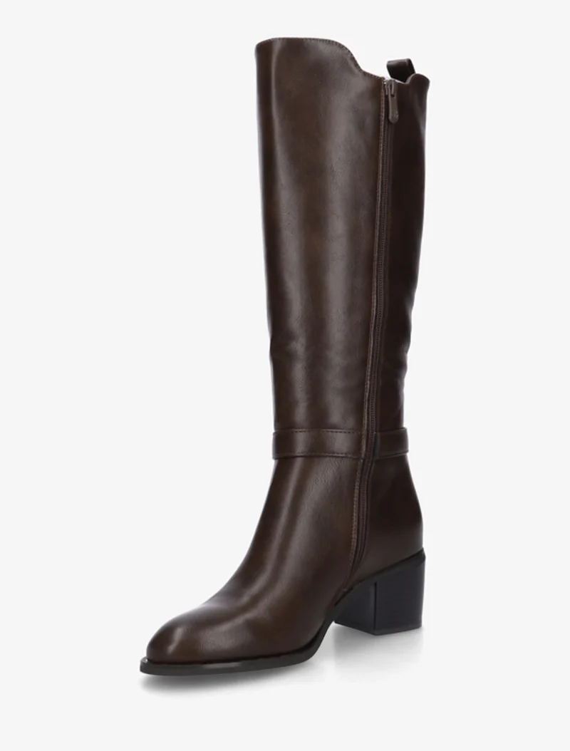 Bottes élastiquées en simili à boucle fantaisie - Marron