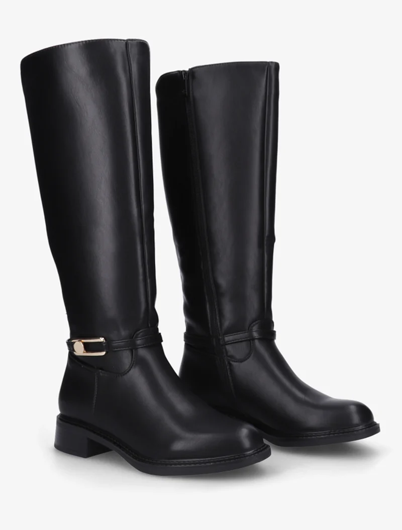 Bottes élastiquées en simili - Noir