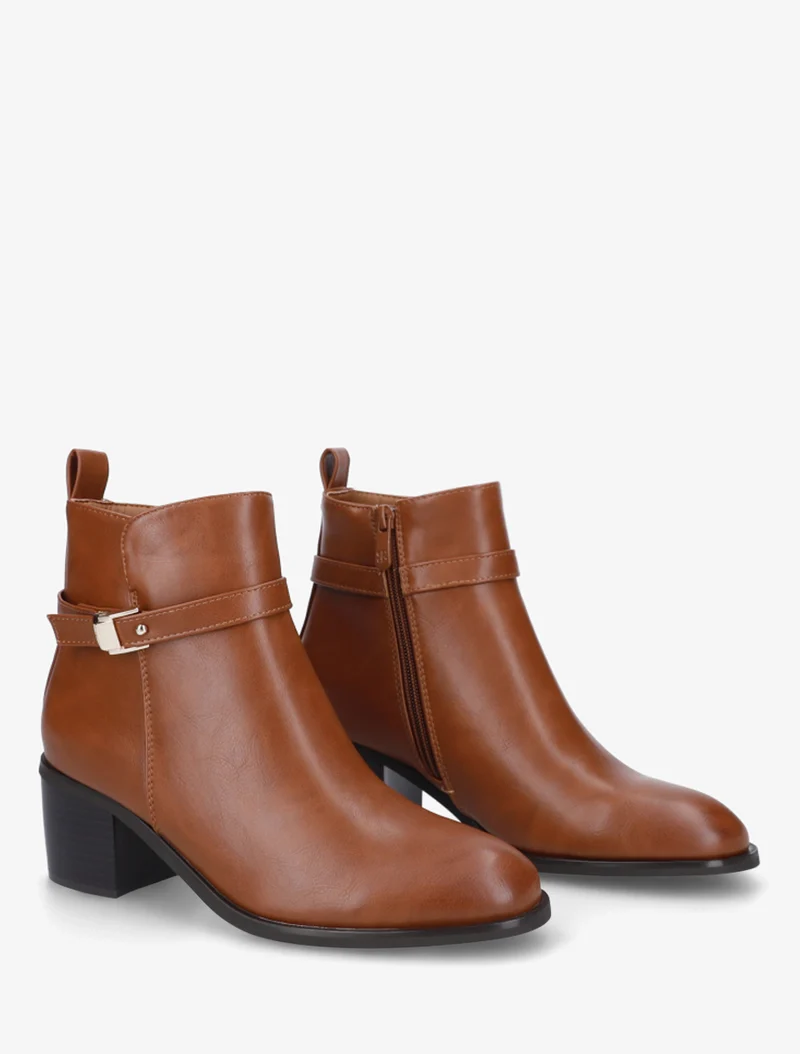 Bottines en simili à talon - Camel