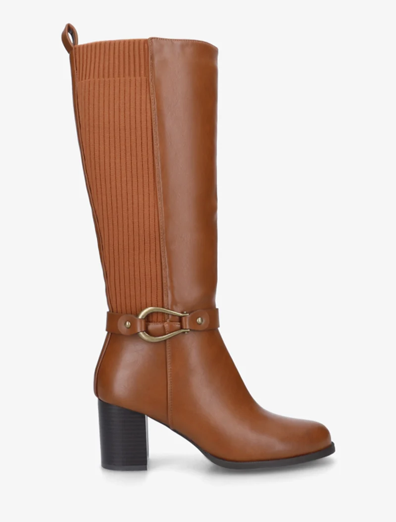 Bottes unies bimatière - Camel