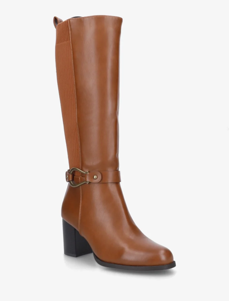 Bottes unies bimatière - Camel