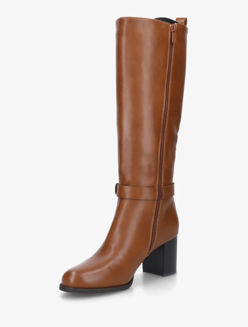 Bottes unies bimatière - Camel