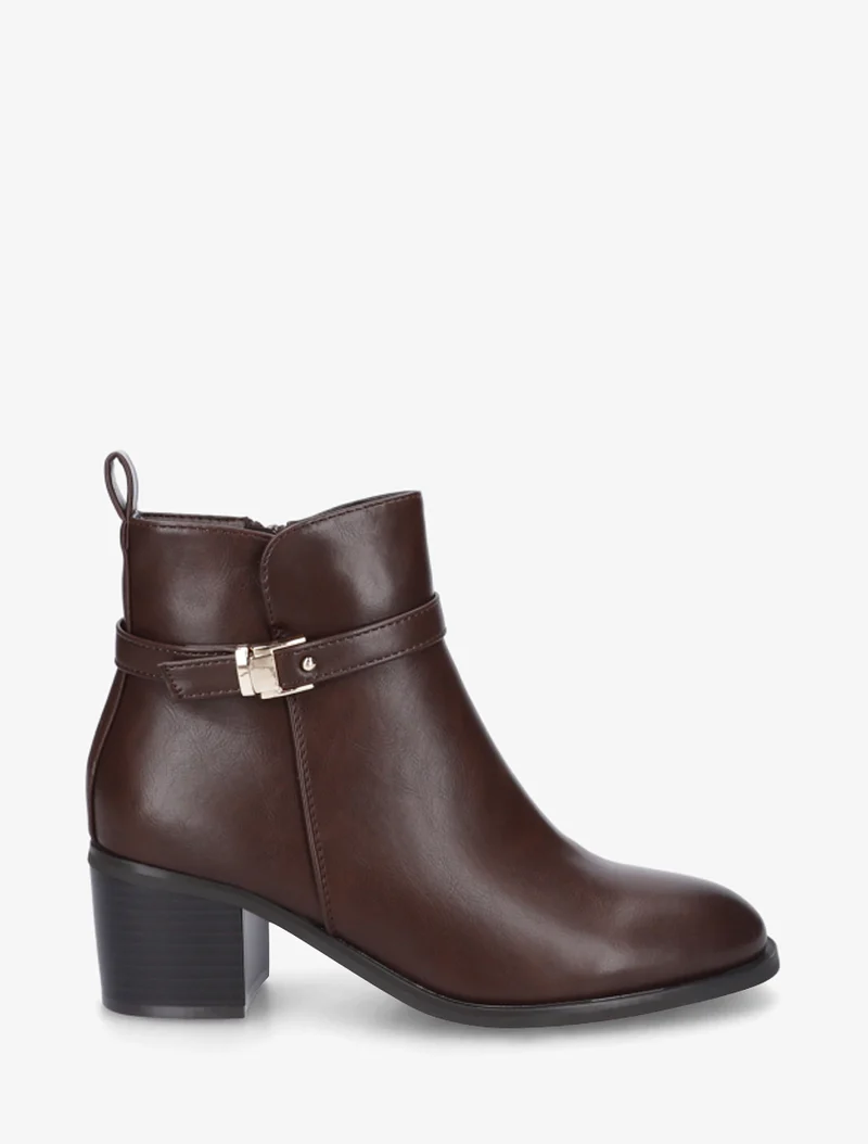 Bottines en simili à talon - Marron