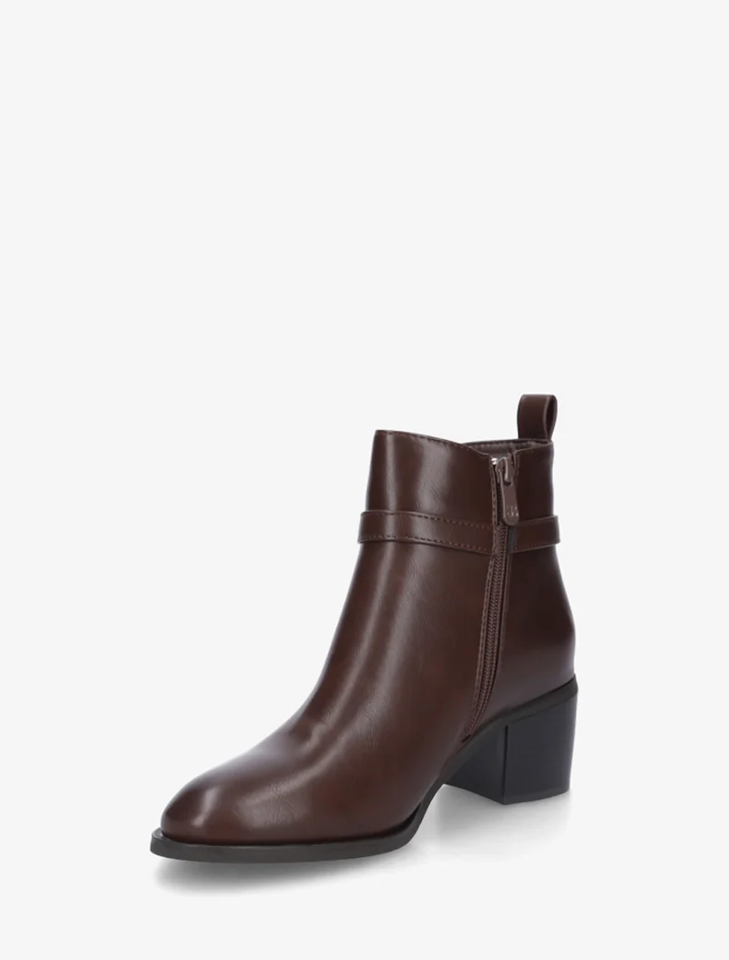 Bottines en simili à talon - Marron