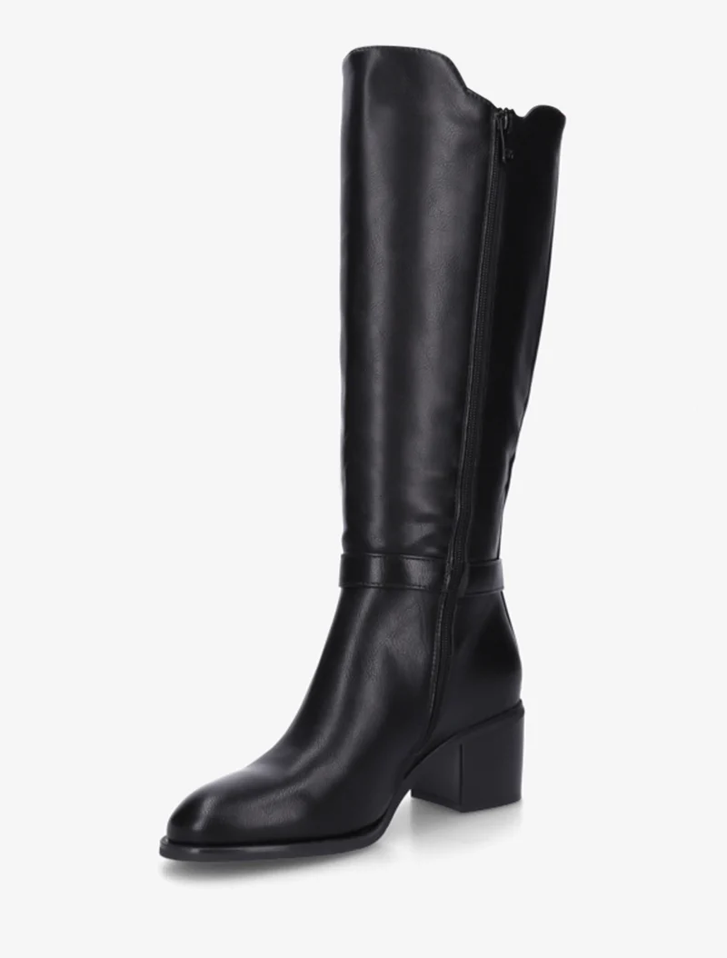 Bottes élastiquées en simili à boucle fantaisie - Noir