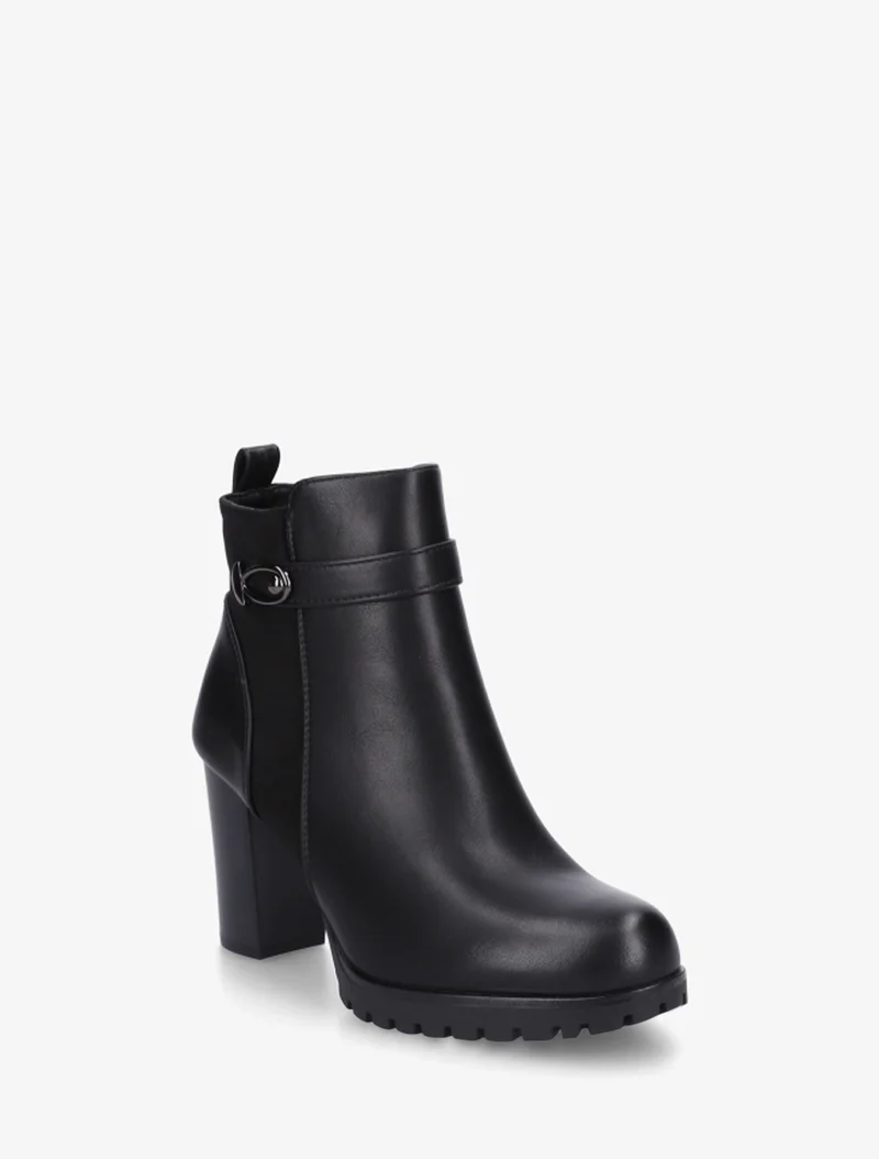 Bottines à empiècement en suédine et talon haut - Noir
