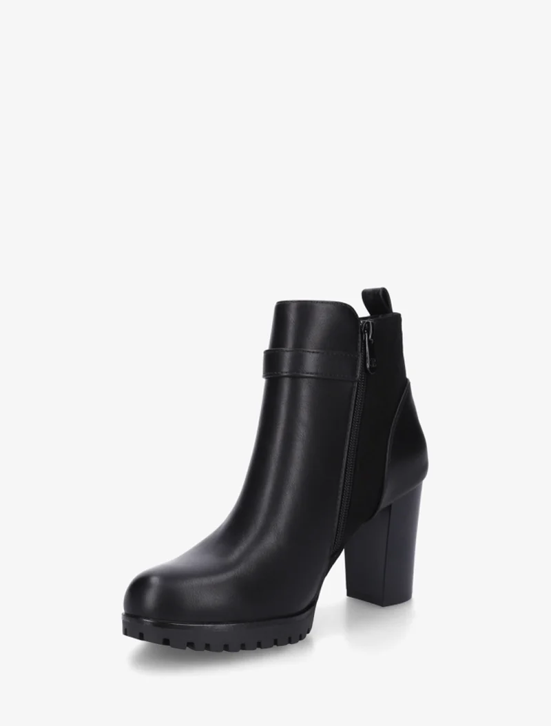 Bottines à empiècement en suédine et talon haut - Noir