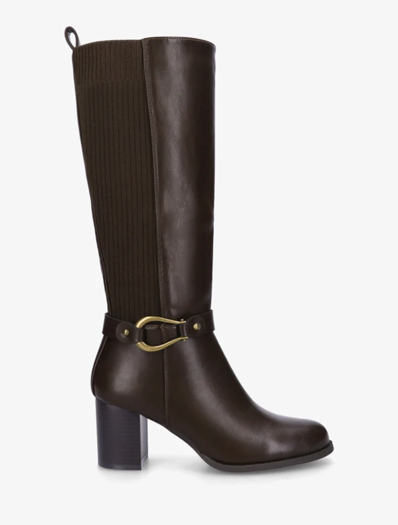 Bottes unies bimatière - Marron
