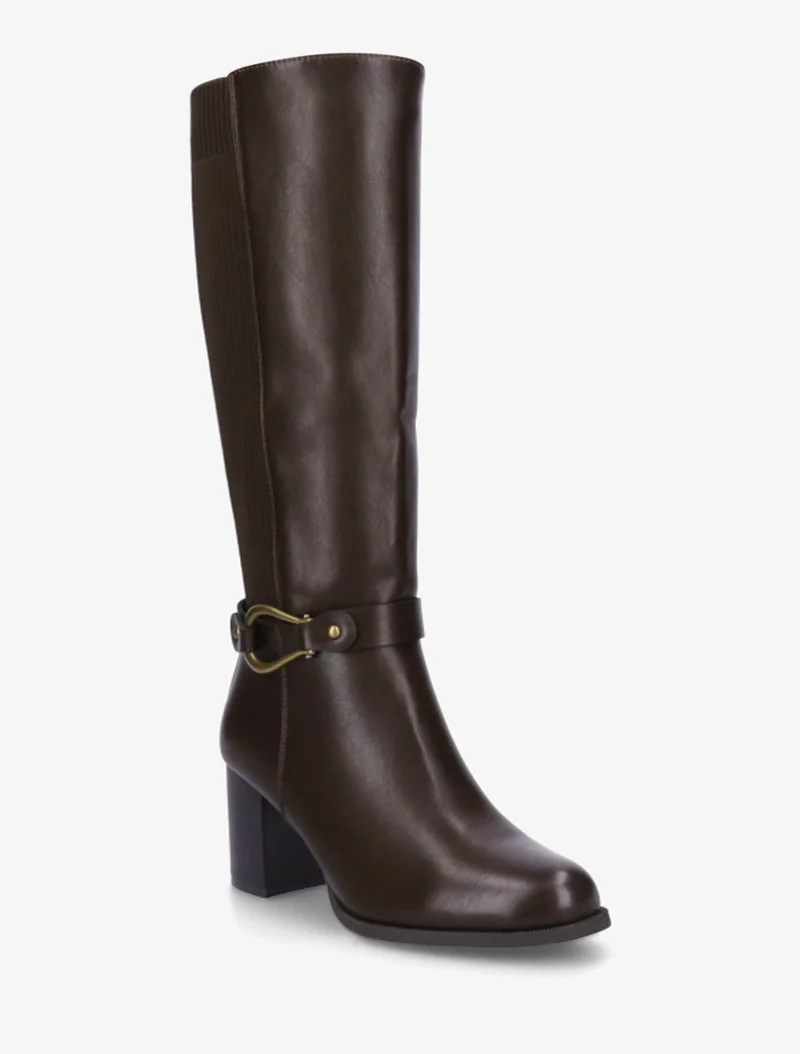 Bottes unies bimatière - Marron