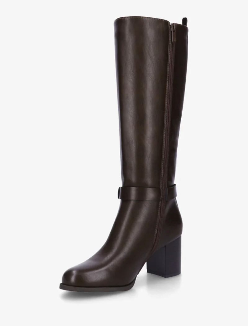 Bottes unies bimatière - Marron