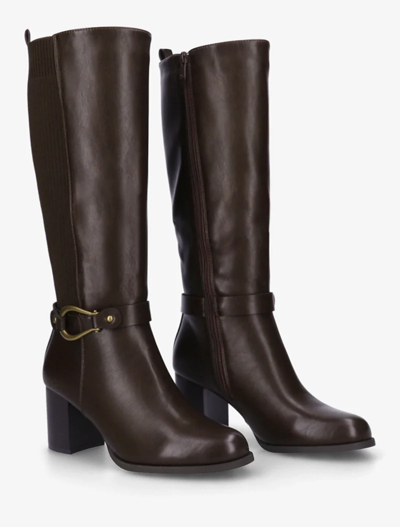 Bottes unies bimatière - Marron