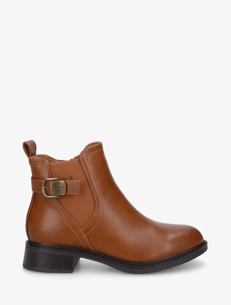 Bottines en simili à cheville élastiquée - Camel