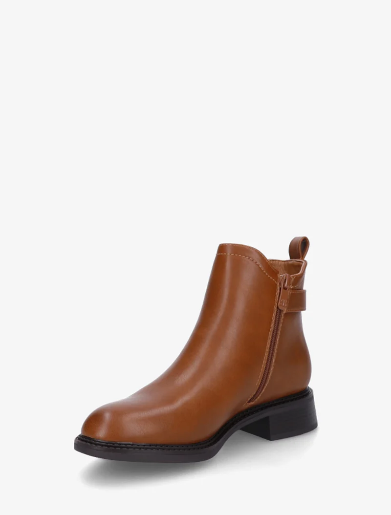 Bottines en simili à cheville élastiquée - Camel