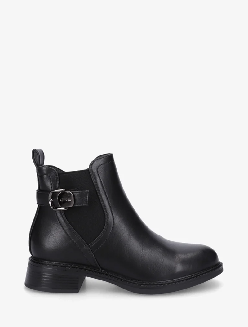 Bottines en simili à cheville élastiquée - Noir