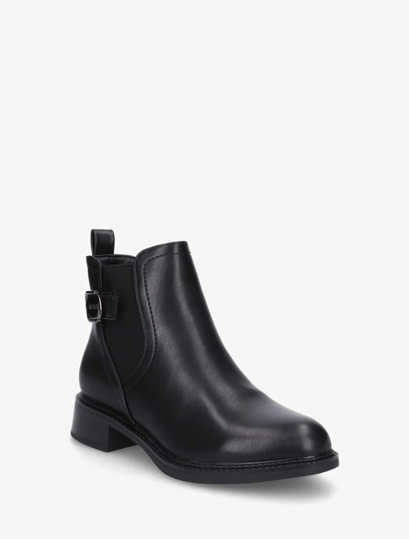 Bottines en simili à cheville élastiquée - Noir