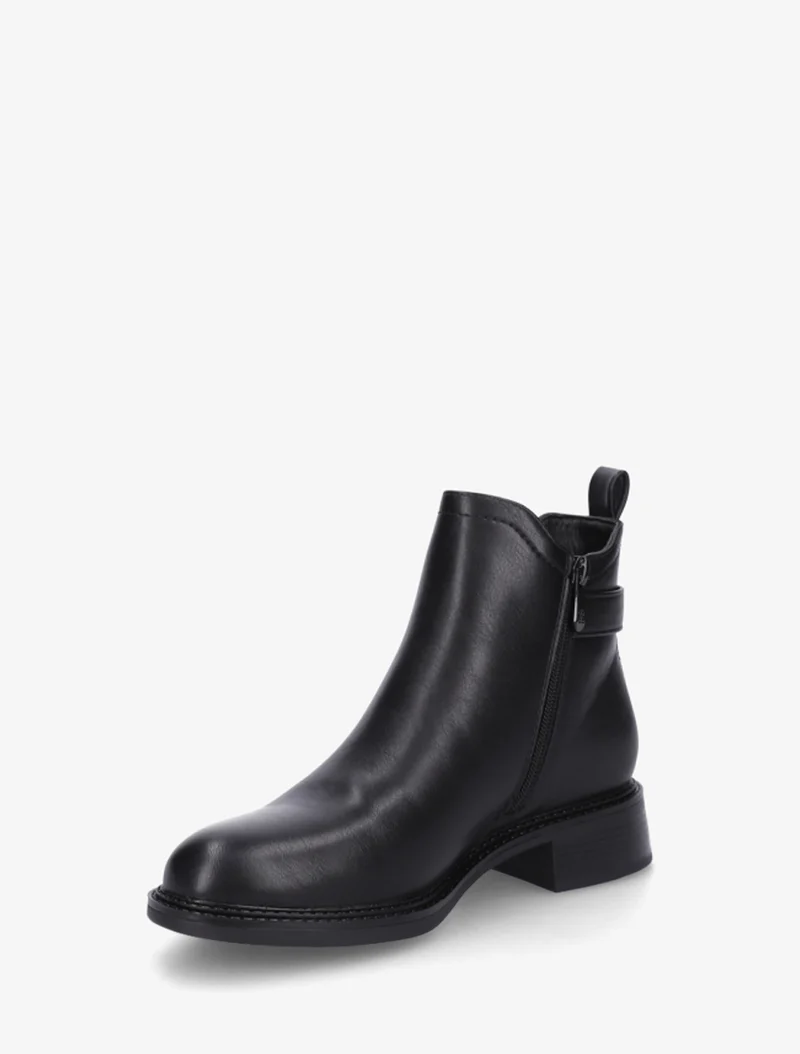 Bottines en simili à cheville élastiquée - Noir