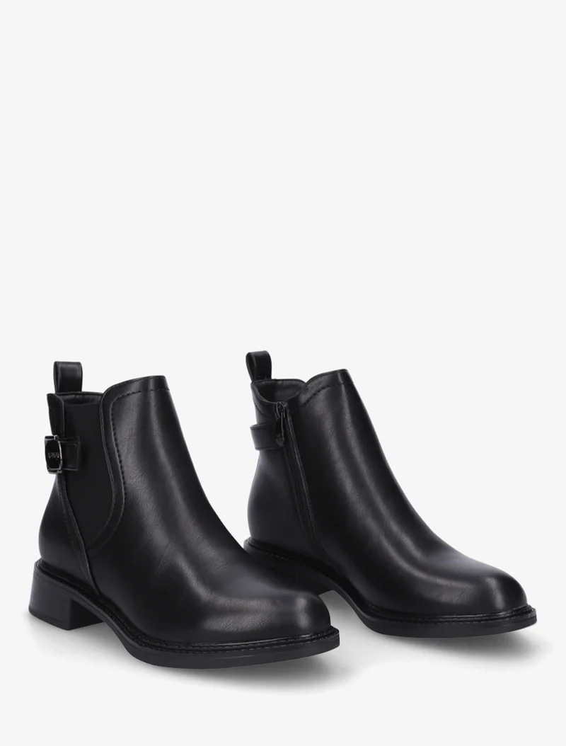 Bottines en simili à cheville élastiquée - Noir