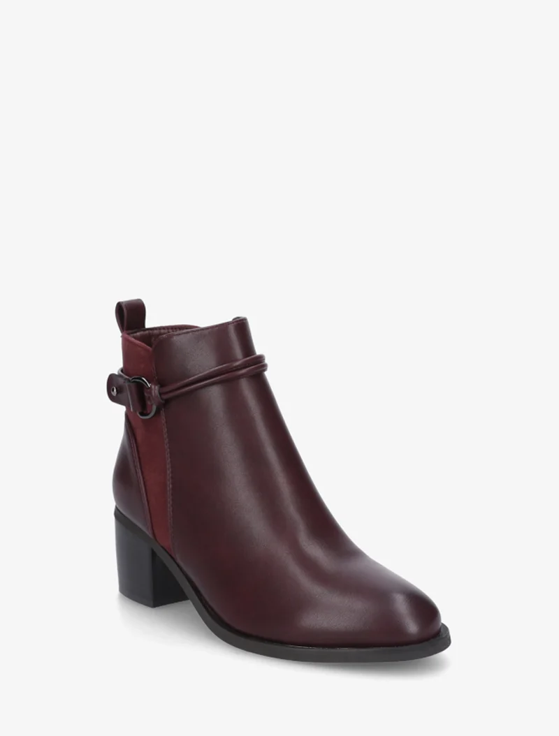 Bottines en simili et suédine - Bordeaux